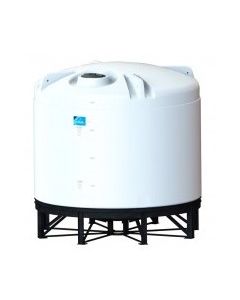 4200 GALLON ACE ROTO-MOLD 15 DEGREE CONE BOTTOM TANK - DOME TOP w/ Steel Stand (122" D x 113" H)