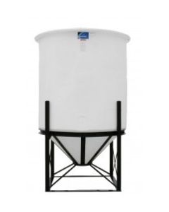 1010 GALLON ACE ROTO-MOLD 45 DEGREE OPEN TOP CONE BOTTOM TANK with bolt-on top (64" D x 99" H)